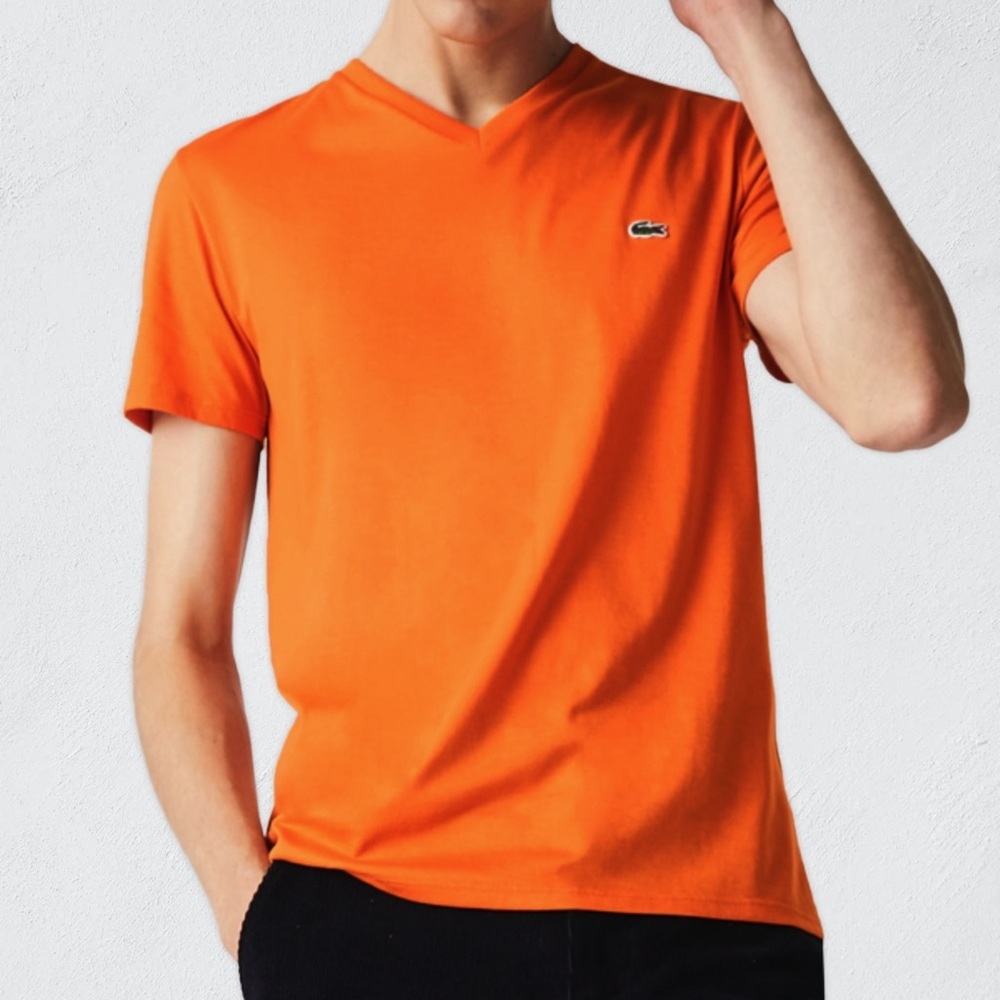 Men's V-neck Pima Cotton Jersey T-shirt | 7  (RED)
